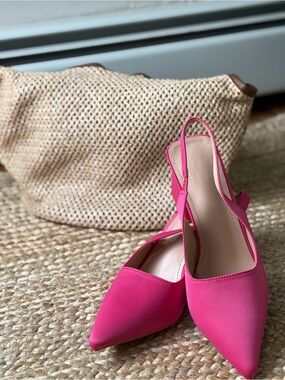 Women's Pink Pointed-Toe Slingback Flats